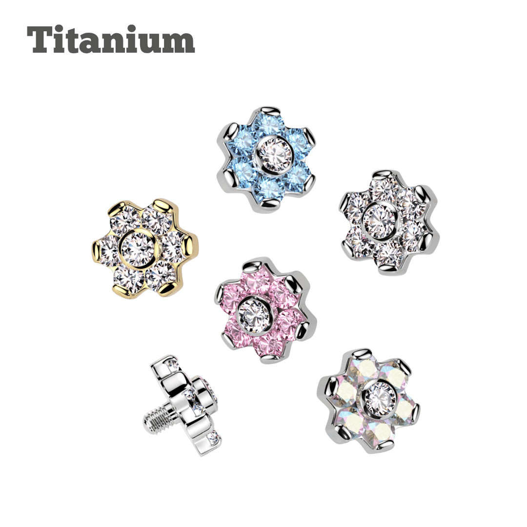 Titanium 4mm Flower Dermal Top