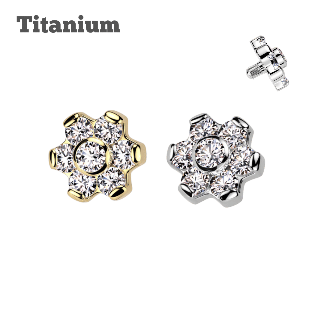 Titanium 4mm Flower Dermal Top