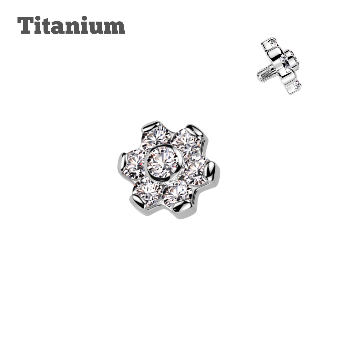 Titanium 4mm Flower Dermal Top