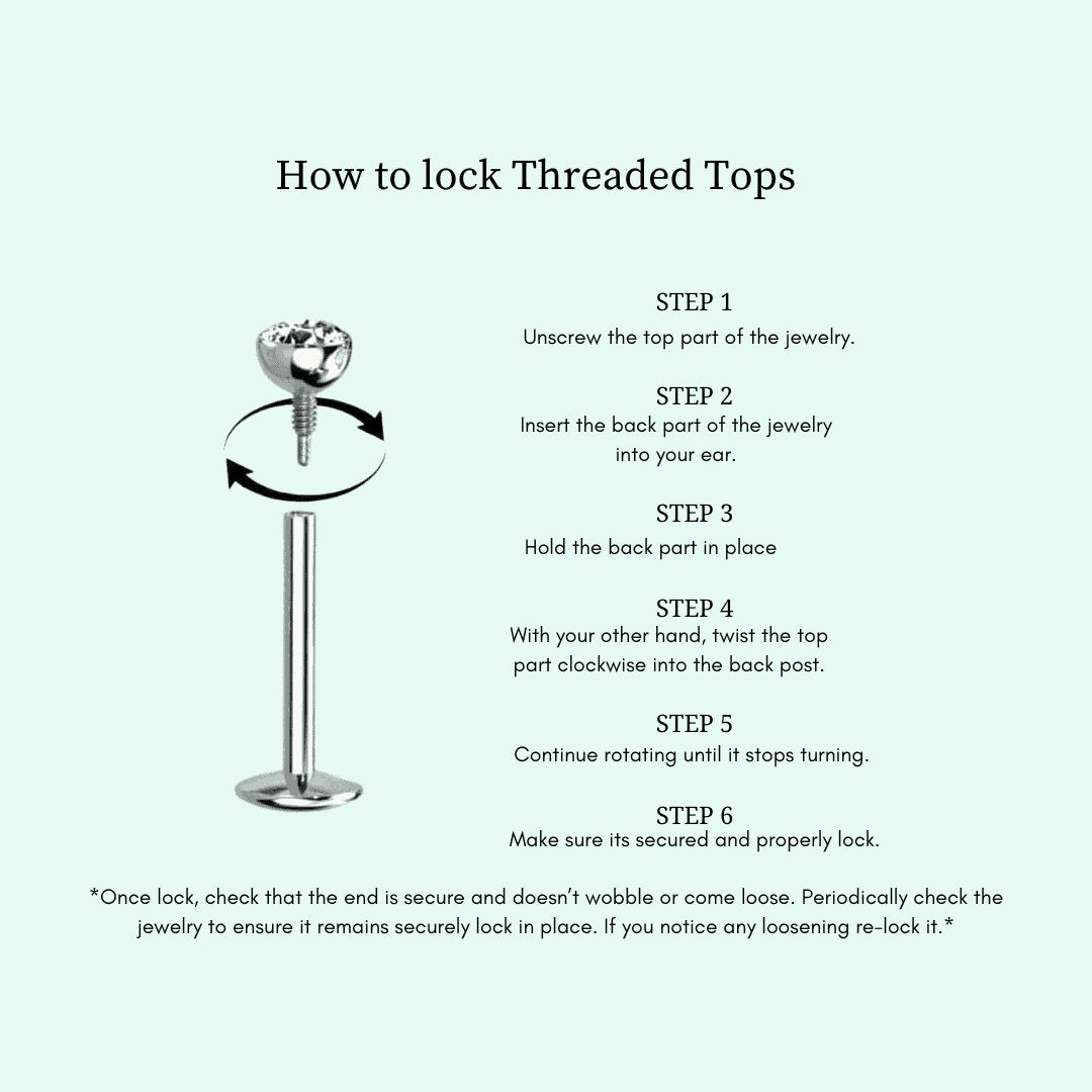 steps on how to lock threaded labret