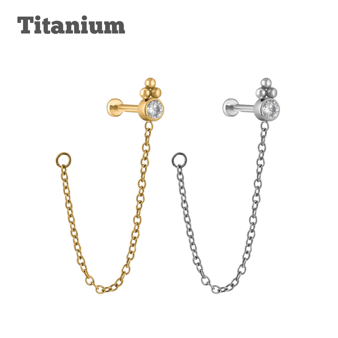 krisha with chain earring threadless lock titanium