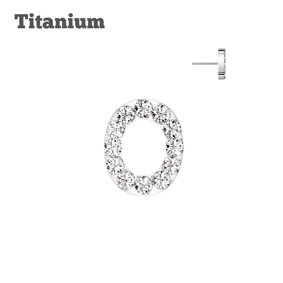 lobe piercing jewelry Letter O titanium threadless top