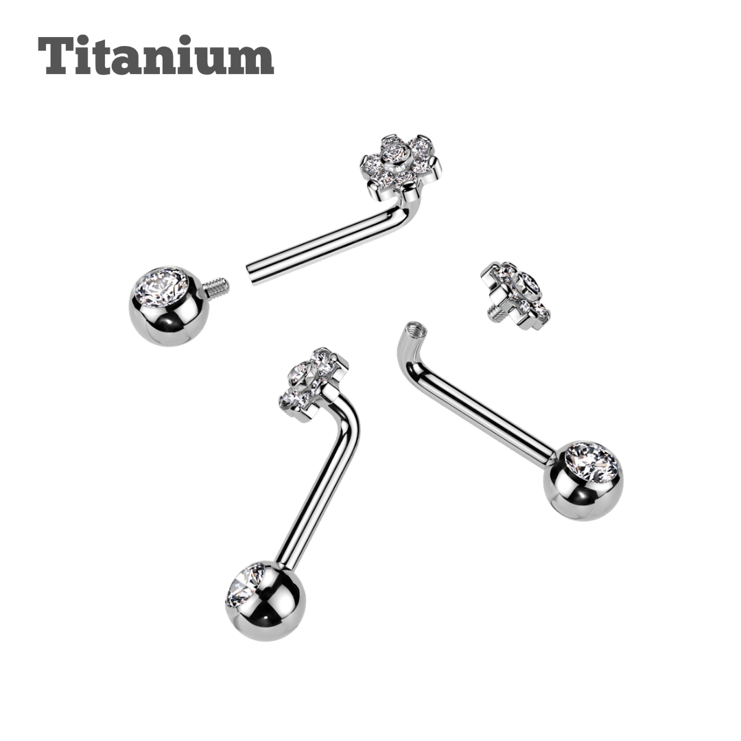 Titanium 4mm Flower Bezeled End Christina Barbell