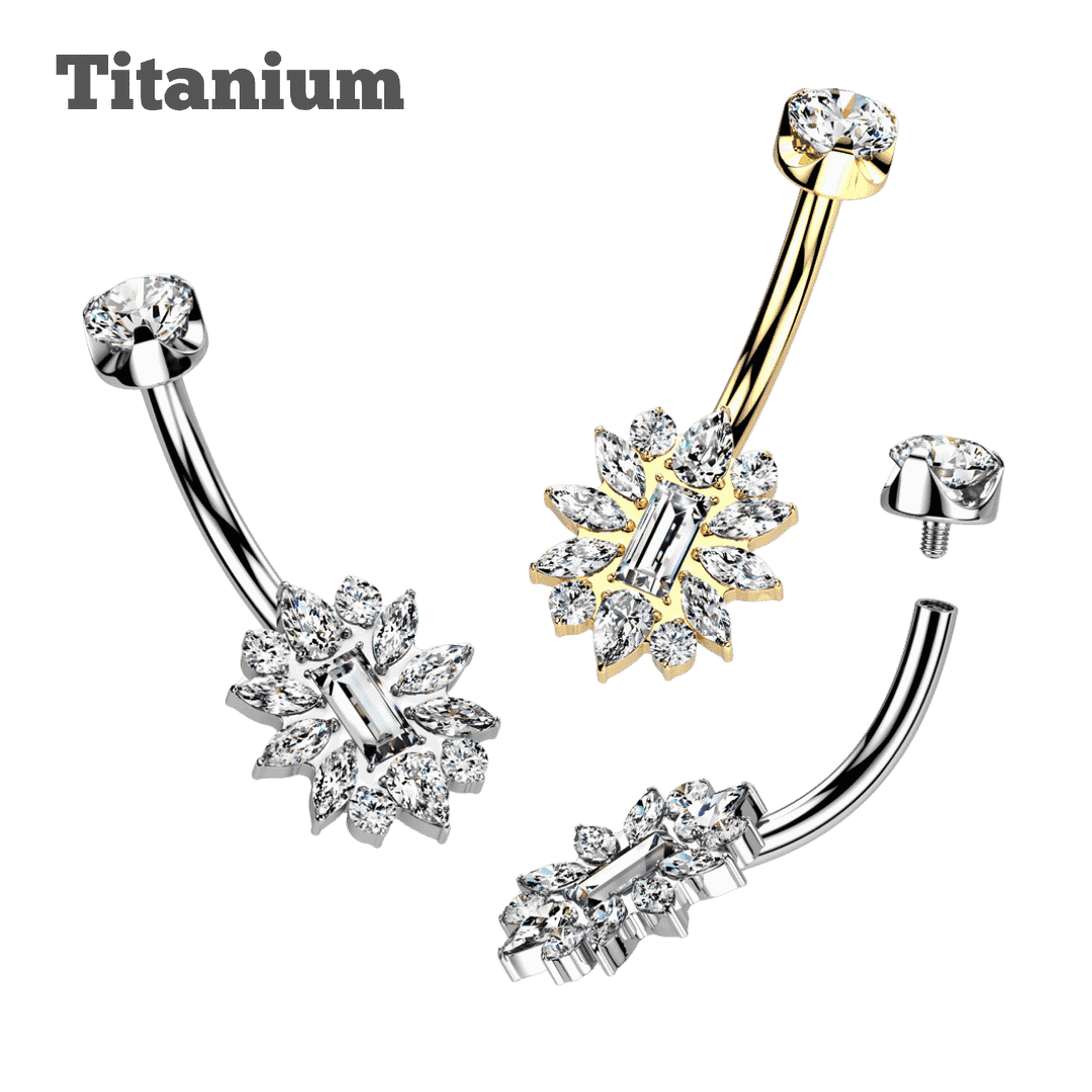 Titanium Dahlia Internally Threaded Curved Barbell