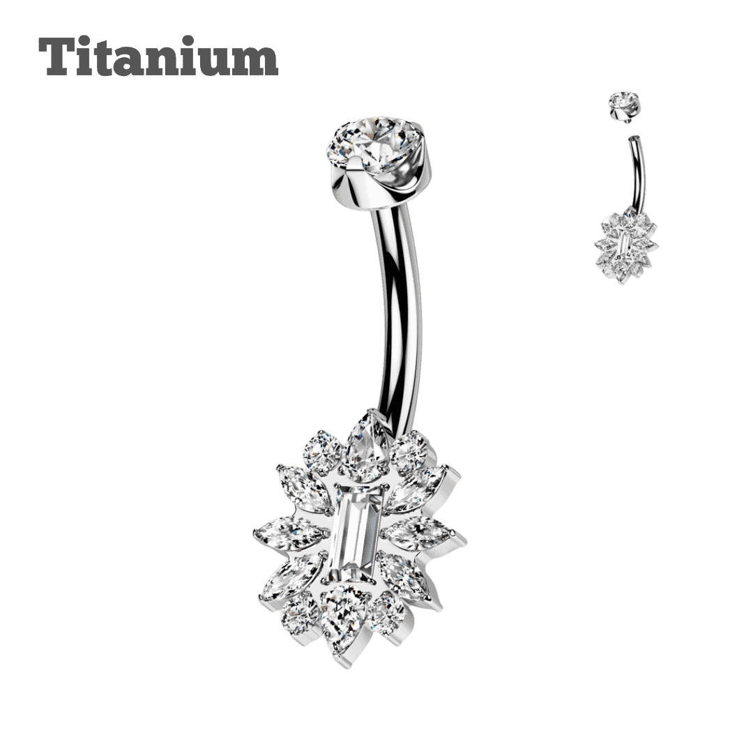 Titanium Dahlia Internally Threaded Curved Barbell