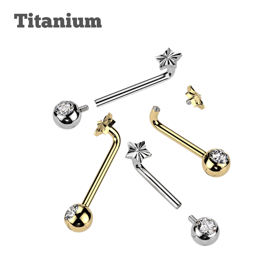 Titanium Diamond Star Bezeled End Christina Barbell