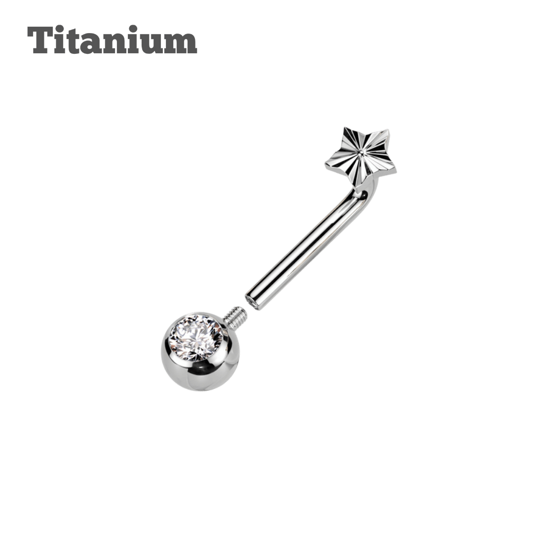 Titanium Diamond Star Bezeled End Christina Barbell