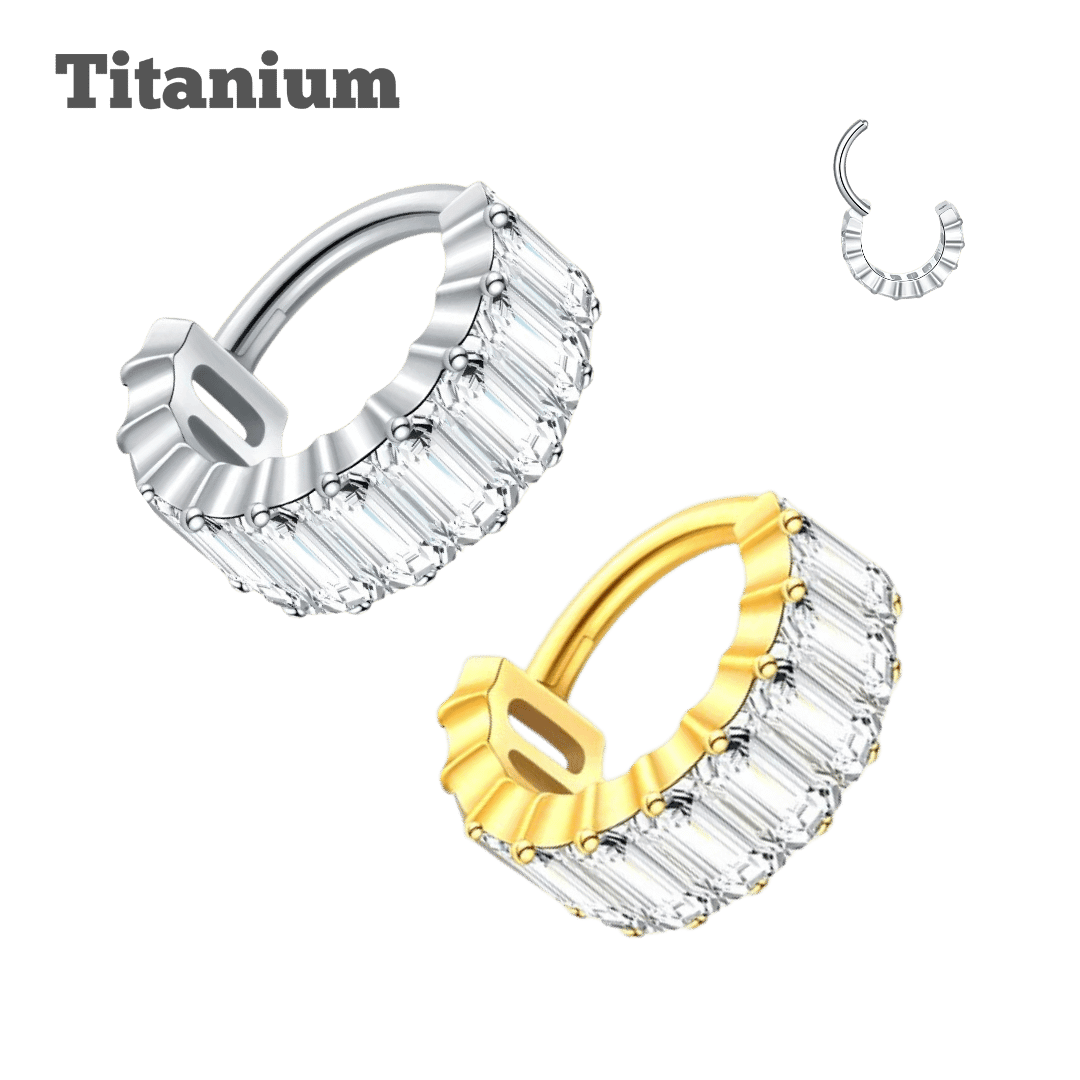 Titanium Esmeralda Hinged Hoop