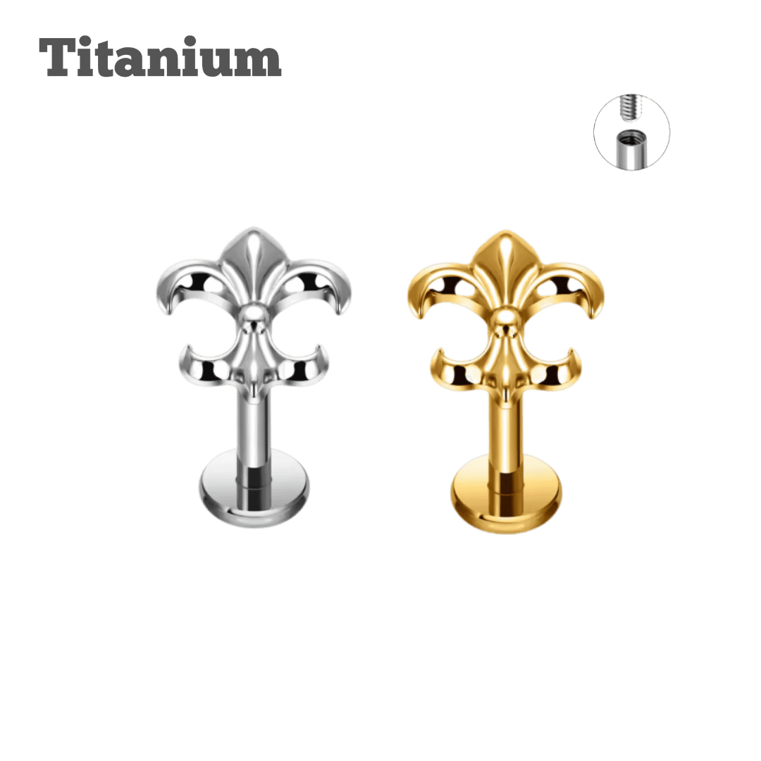 Titanium Fleur-de-lis Threaded Labret