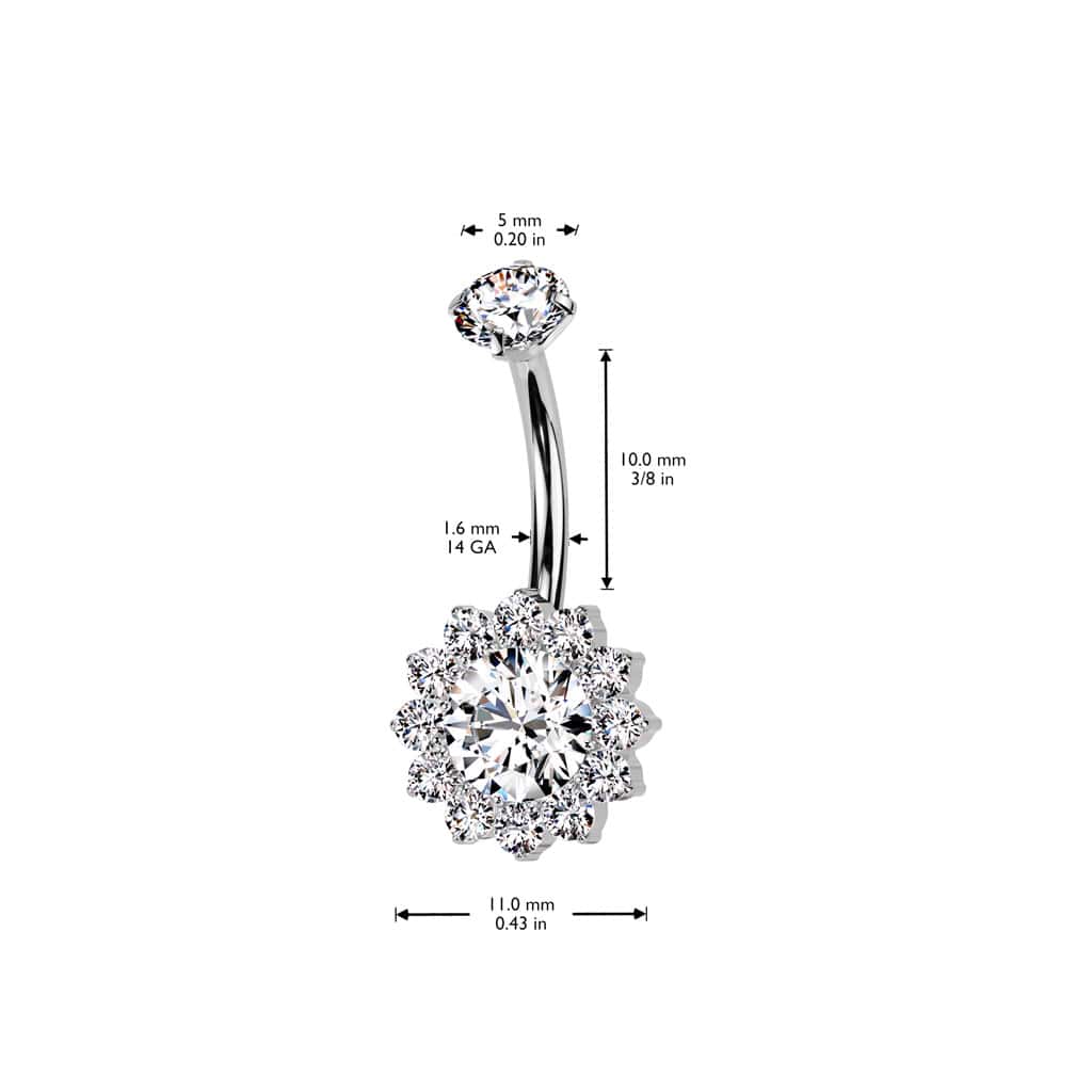 Titanium Internally Threaded Floral Gem Curved Barbell