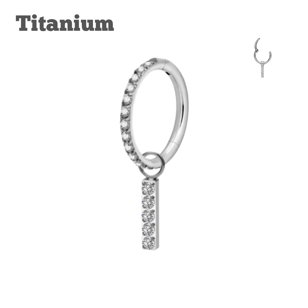 Titanium Outfacing with Paved Line Dangling Hinged Hoop