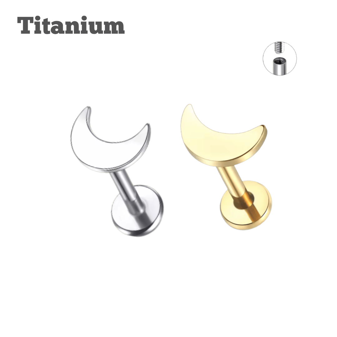 Titanium Plain Flat Crescent Moon Threaded Labret