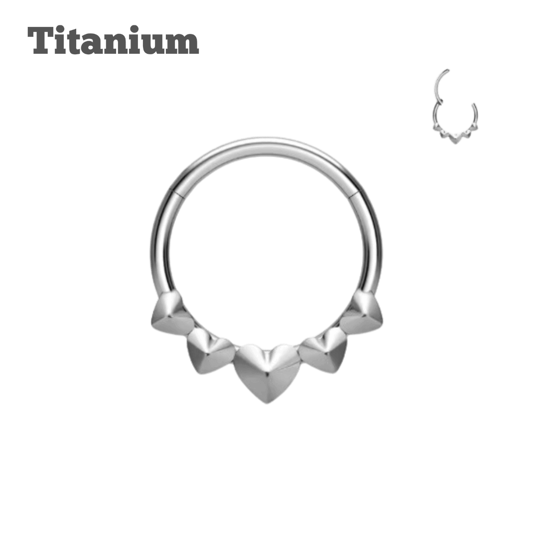 Titanium Plain Queen Of Hearts Hinged Hoop