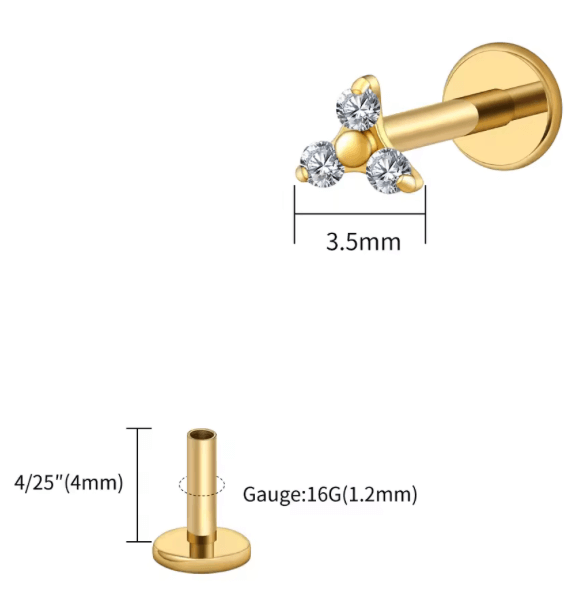 Titanium Tiny Trinity Threaded Labret