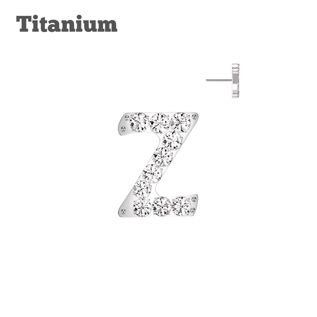 Titanium threadless top Letter Z lobe piercing jewelry