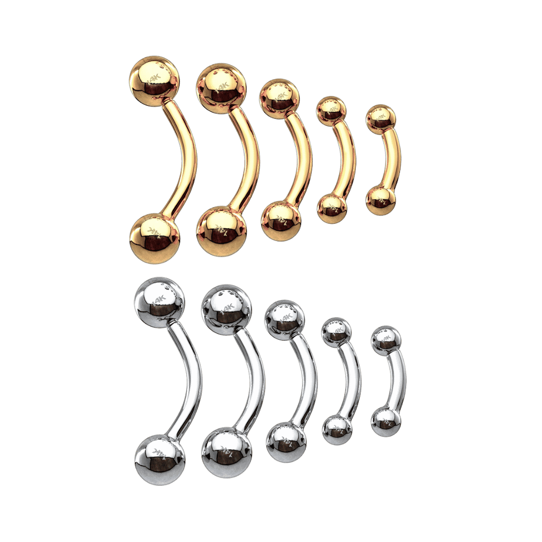 rook piercing jewelry14k pure gold white gold and yellow gold curved barbell