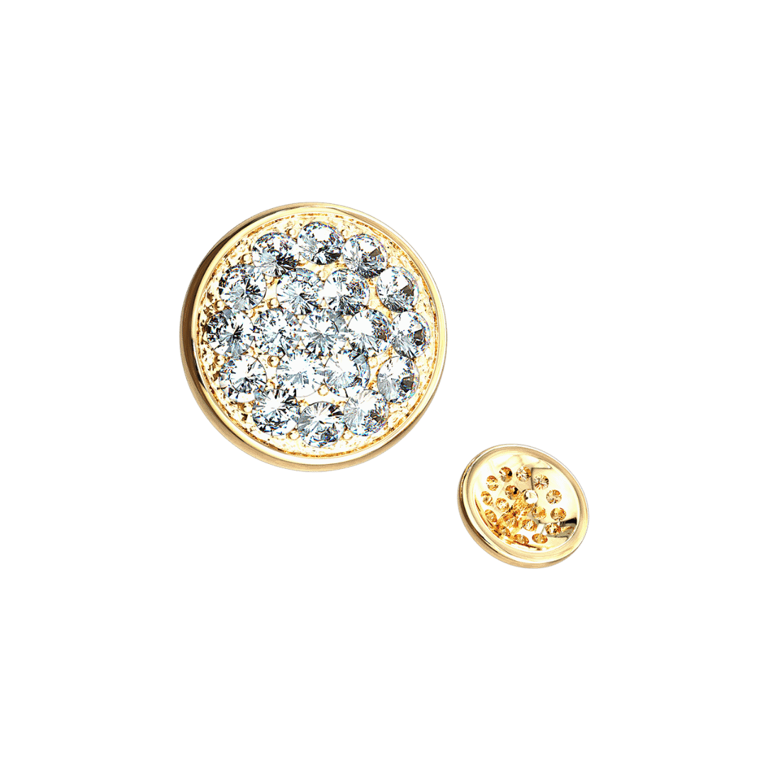 dermal top 6mm 14k yellow gold paved round