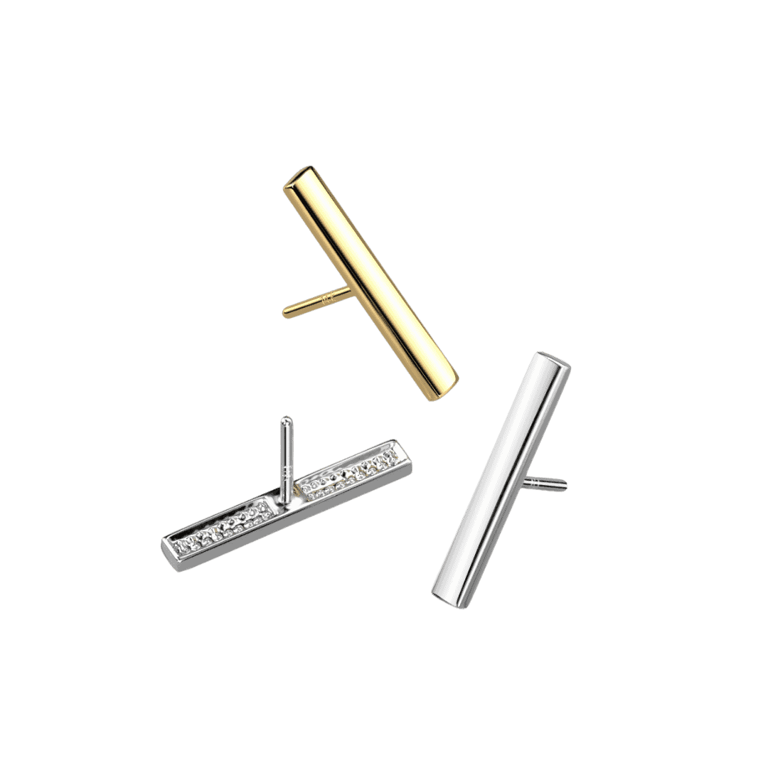 14k threadless top plain bar 