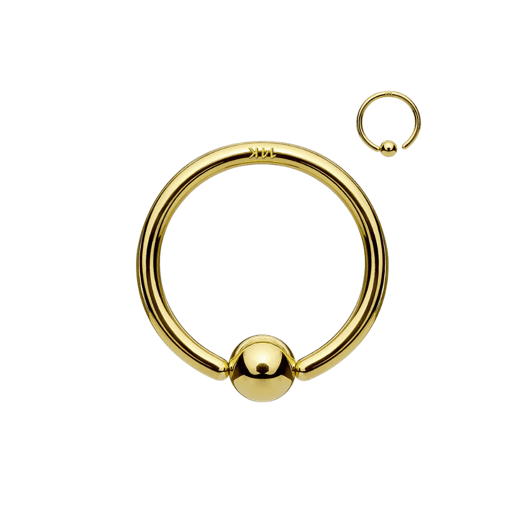 14k pure gold captive bead ring nose piercing 