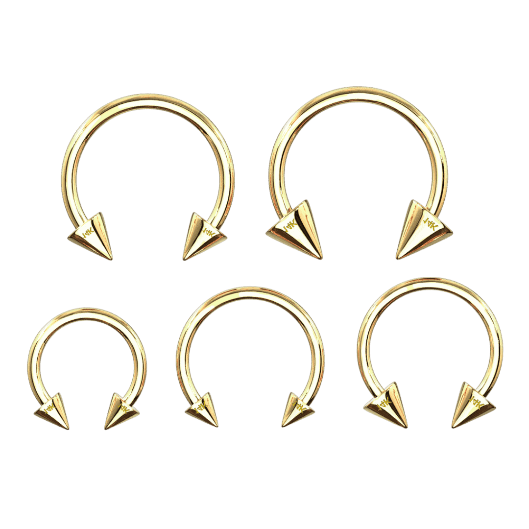 septum jewelry spike ends horseshoe 14k yellow gold