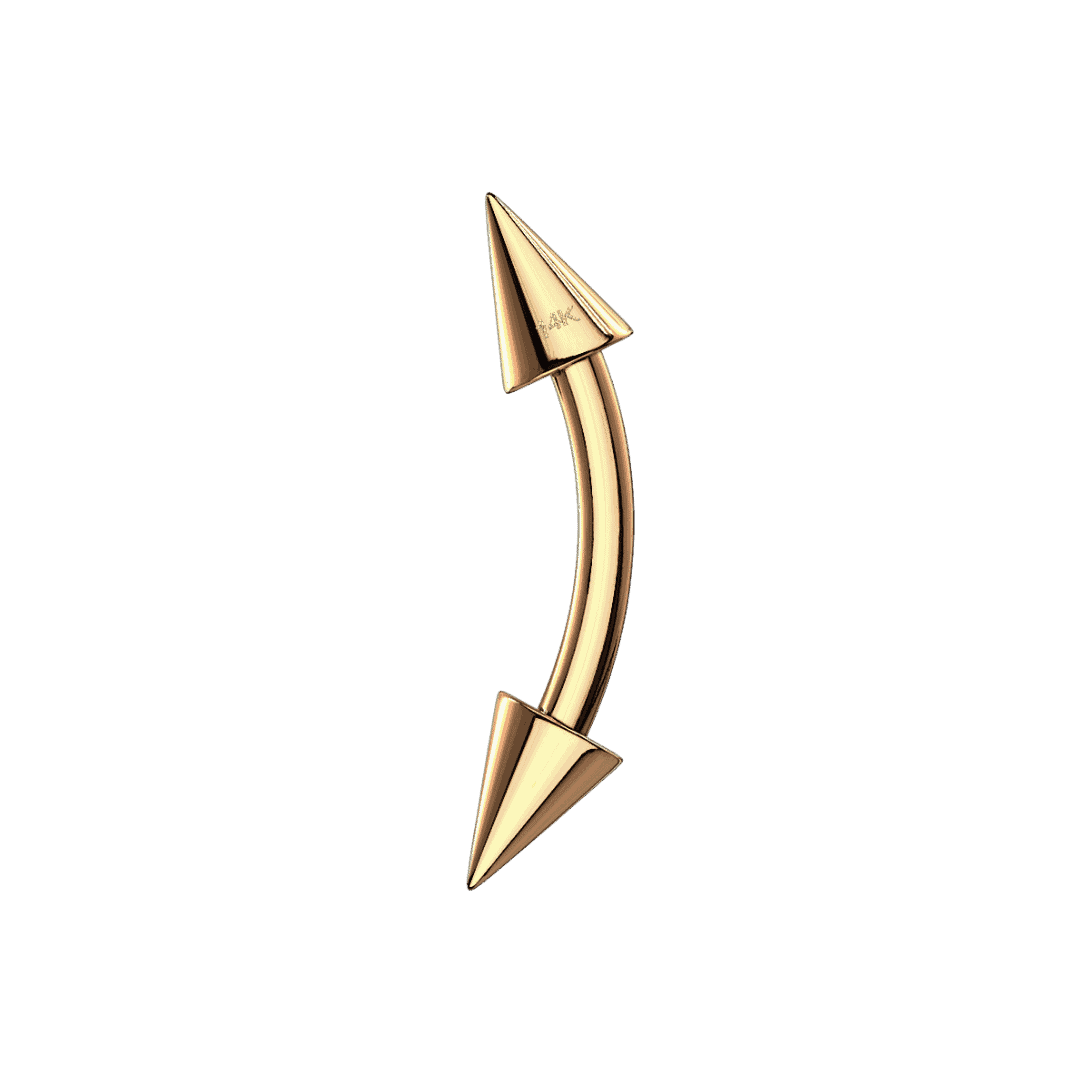 14k yellow gold rook piercing jewelry spike ends 