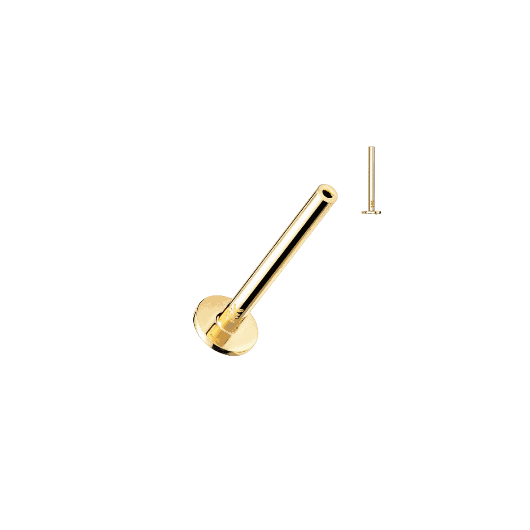 14k yellow gold threadless labret post