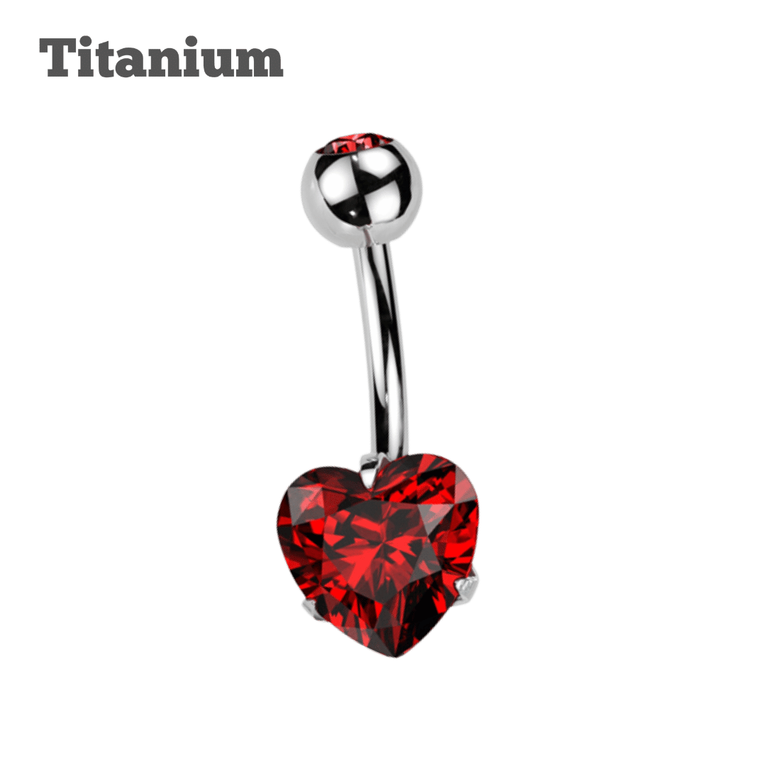 Titanium Heart Belly Barbell