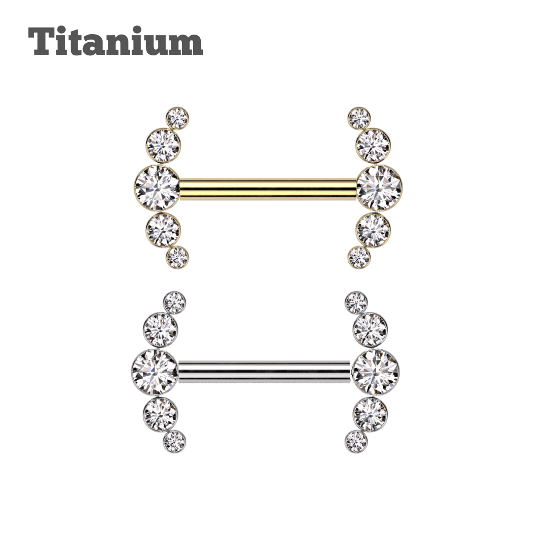 Titanium Cluster CZ Ends Threaded Straight Barbell