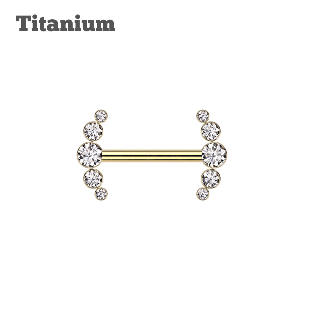 Titanium Cluster CZ Ends Threaded Straight Barbell