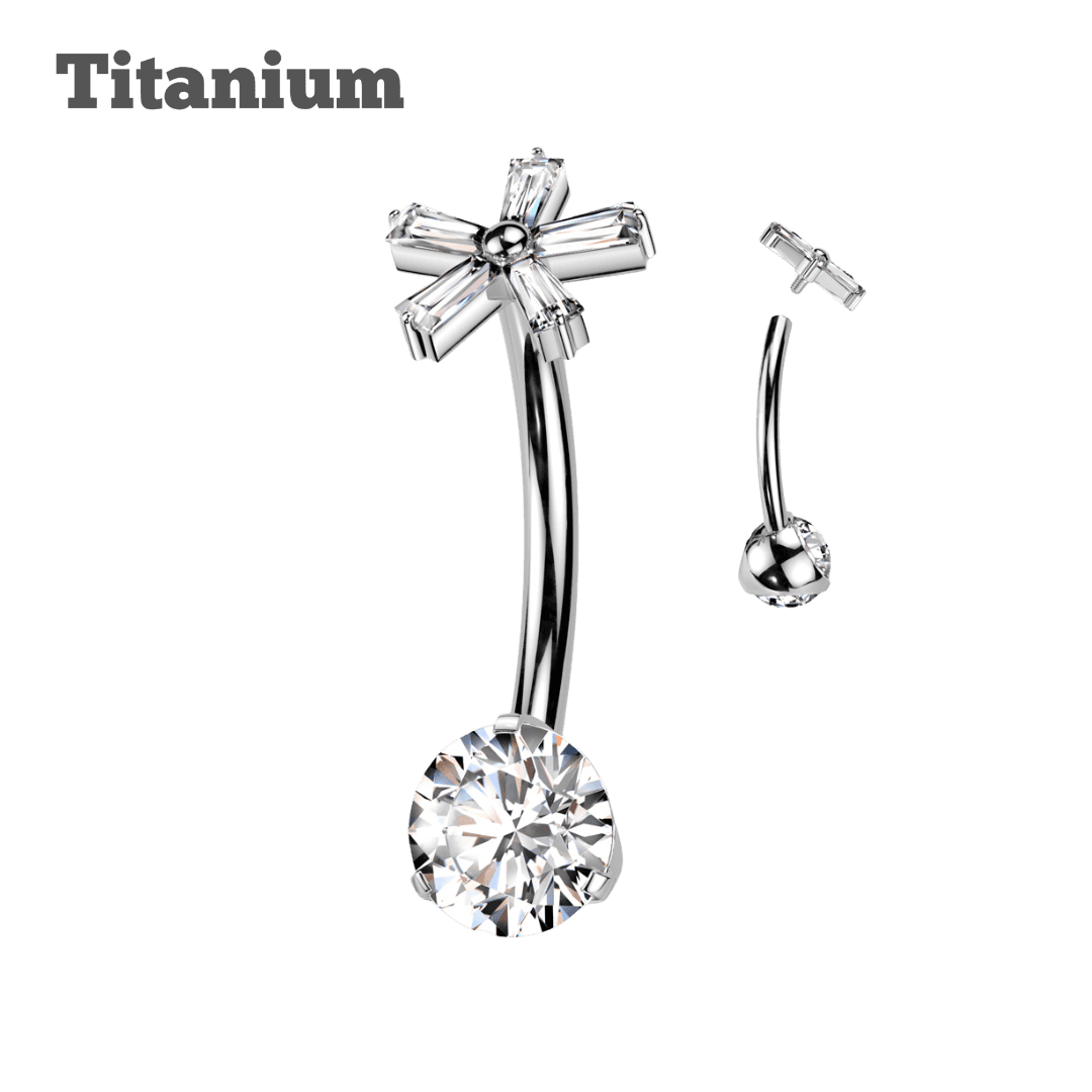 steel color titanium daisy belly barbell