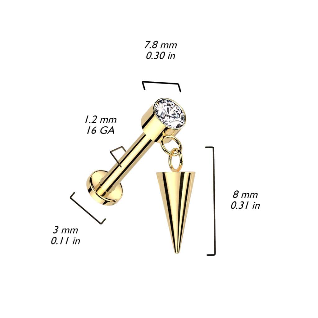 Titanium Internally Threaded Short Dangling Spike Labret