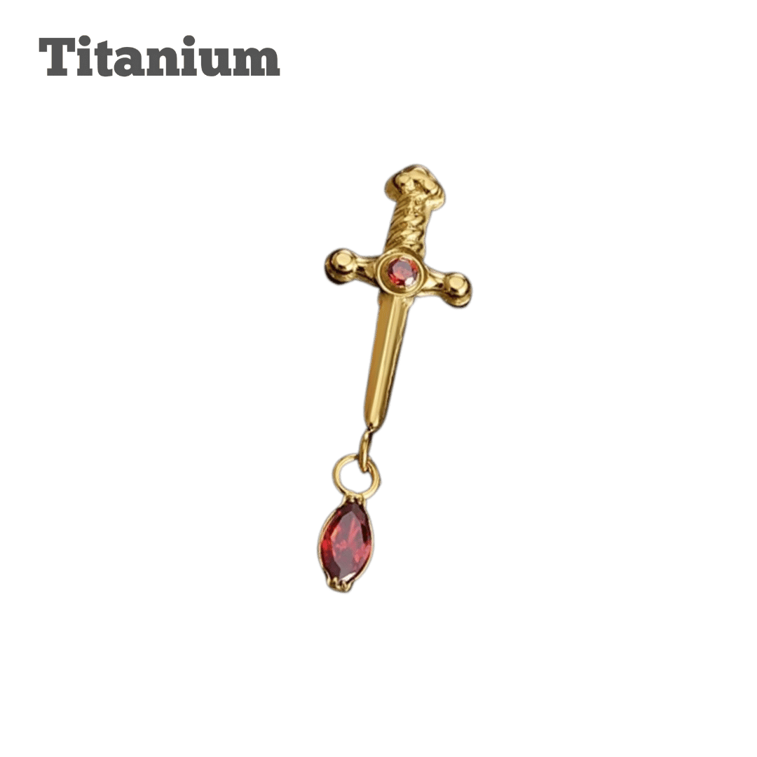 Titanium Ruby Dagger Threaded Labret