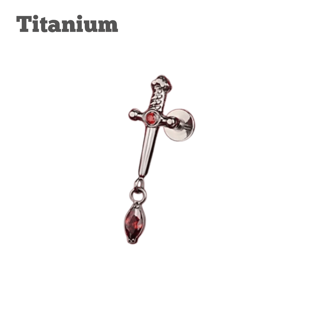 Titanium Ruby Dagger Threaded Labret