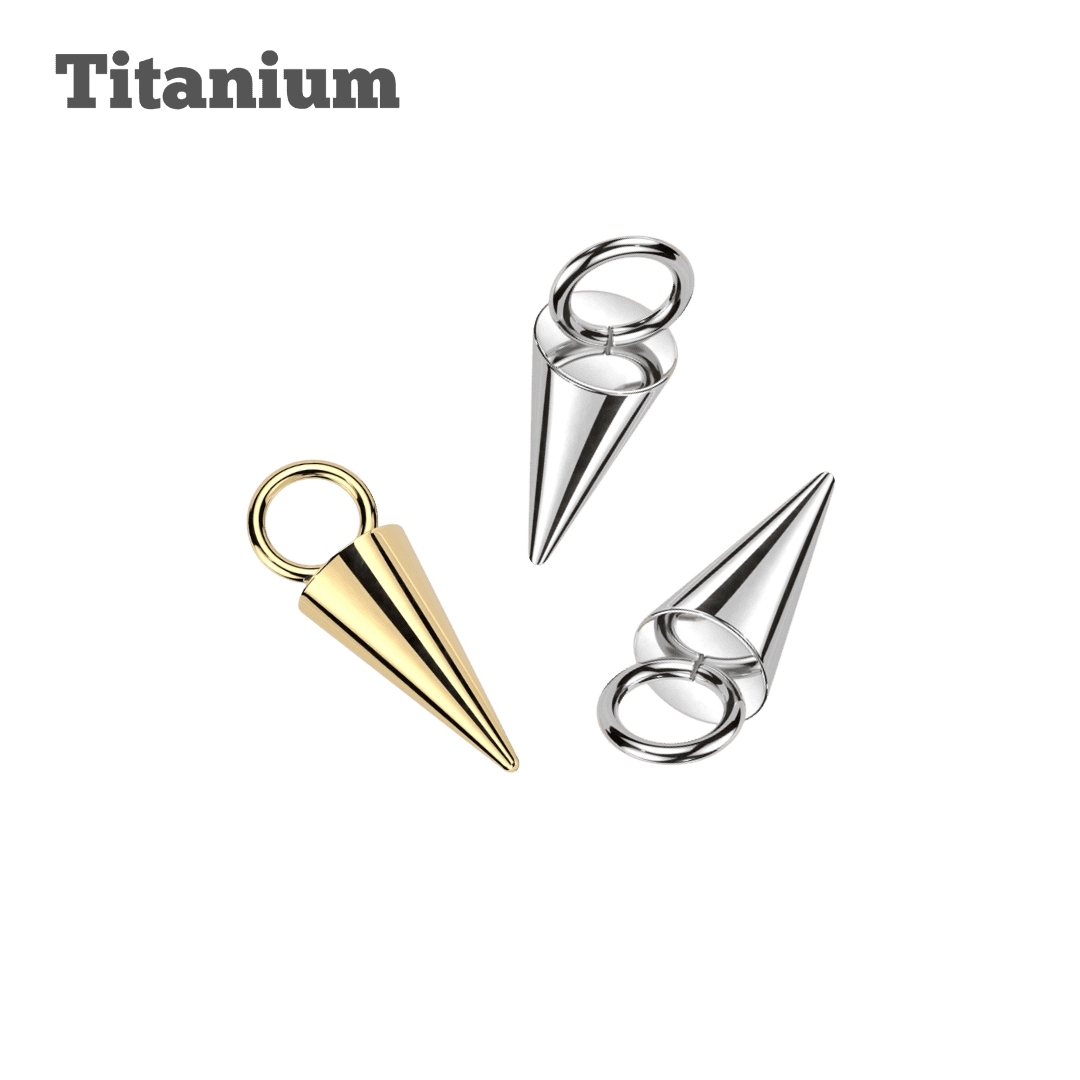 titanium single spike charm for hoops and labret earring