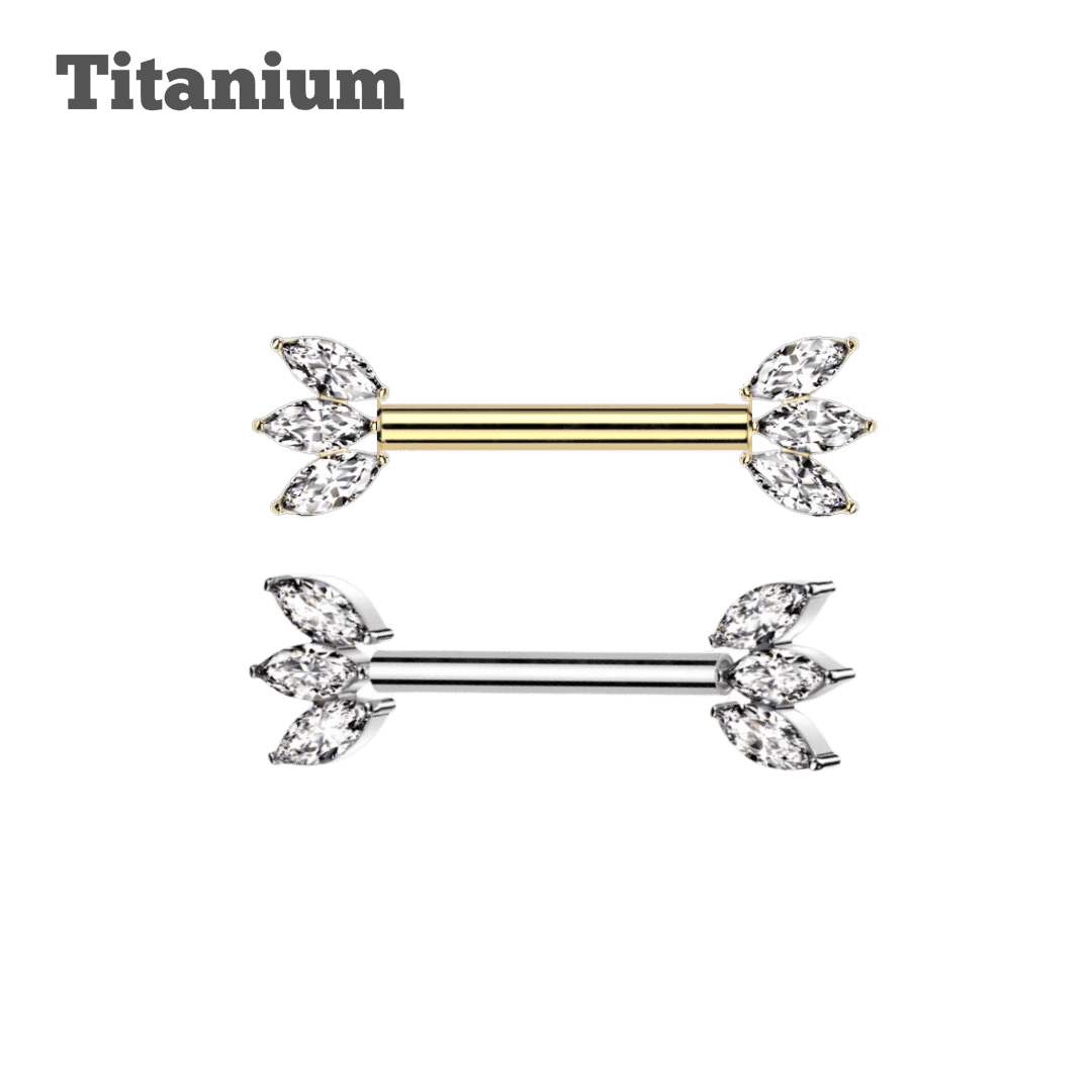 Titanium Triple Marquis Threaded Straight Barbell