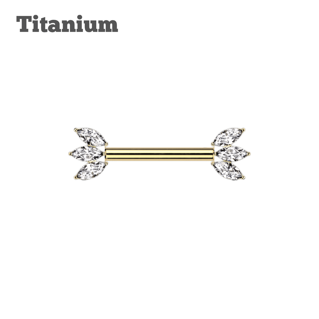 Titanium Triple Marquis Threaded Straight Barbell