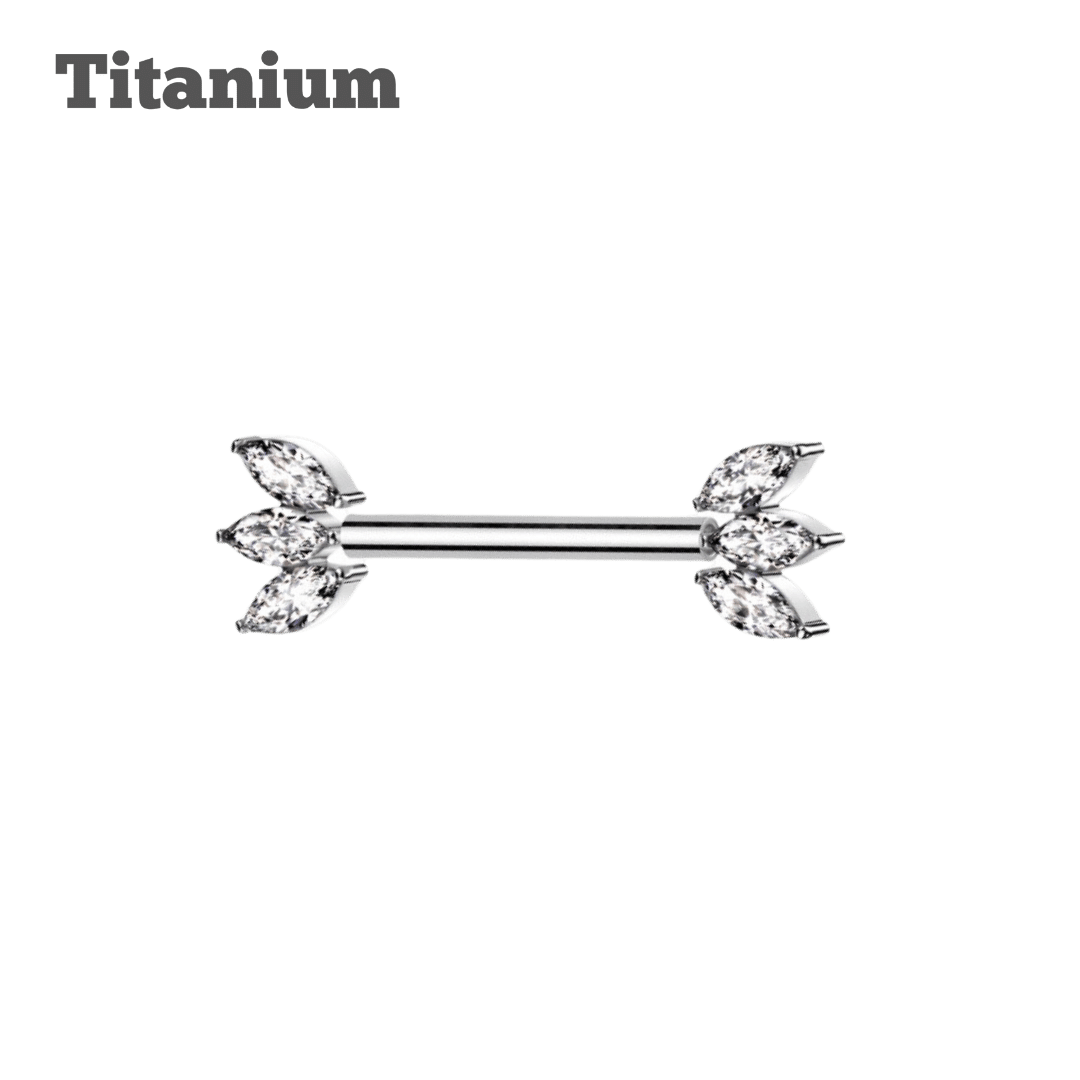 Titanium Triple Marquis Threaded Straight Barbell