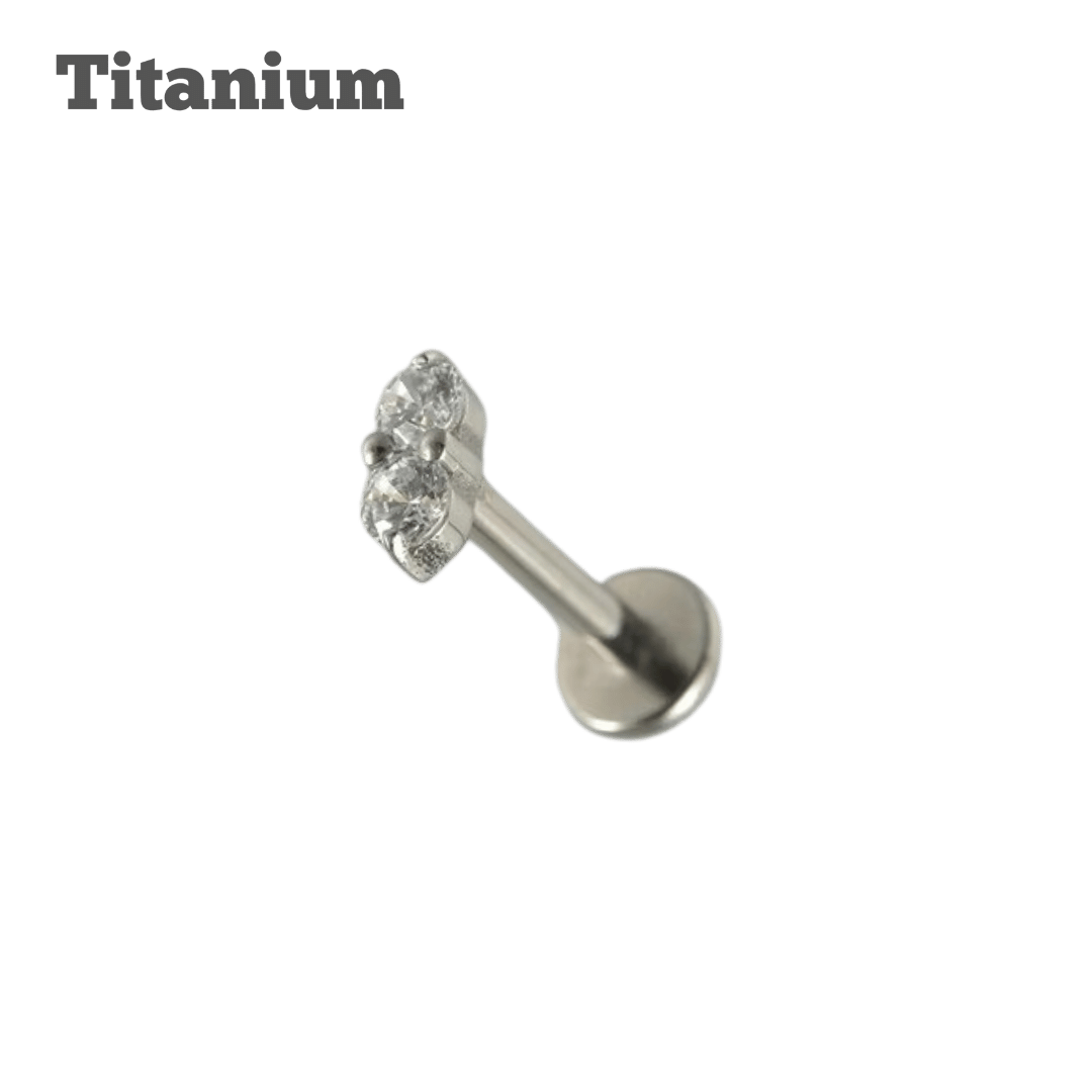 Titanium Twin Gems Threadless Labret