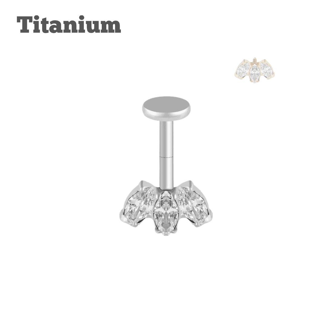 Titanium Vertical Marquis Threaded Labret