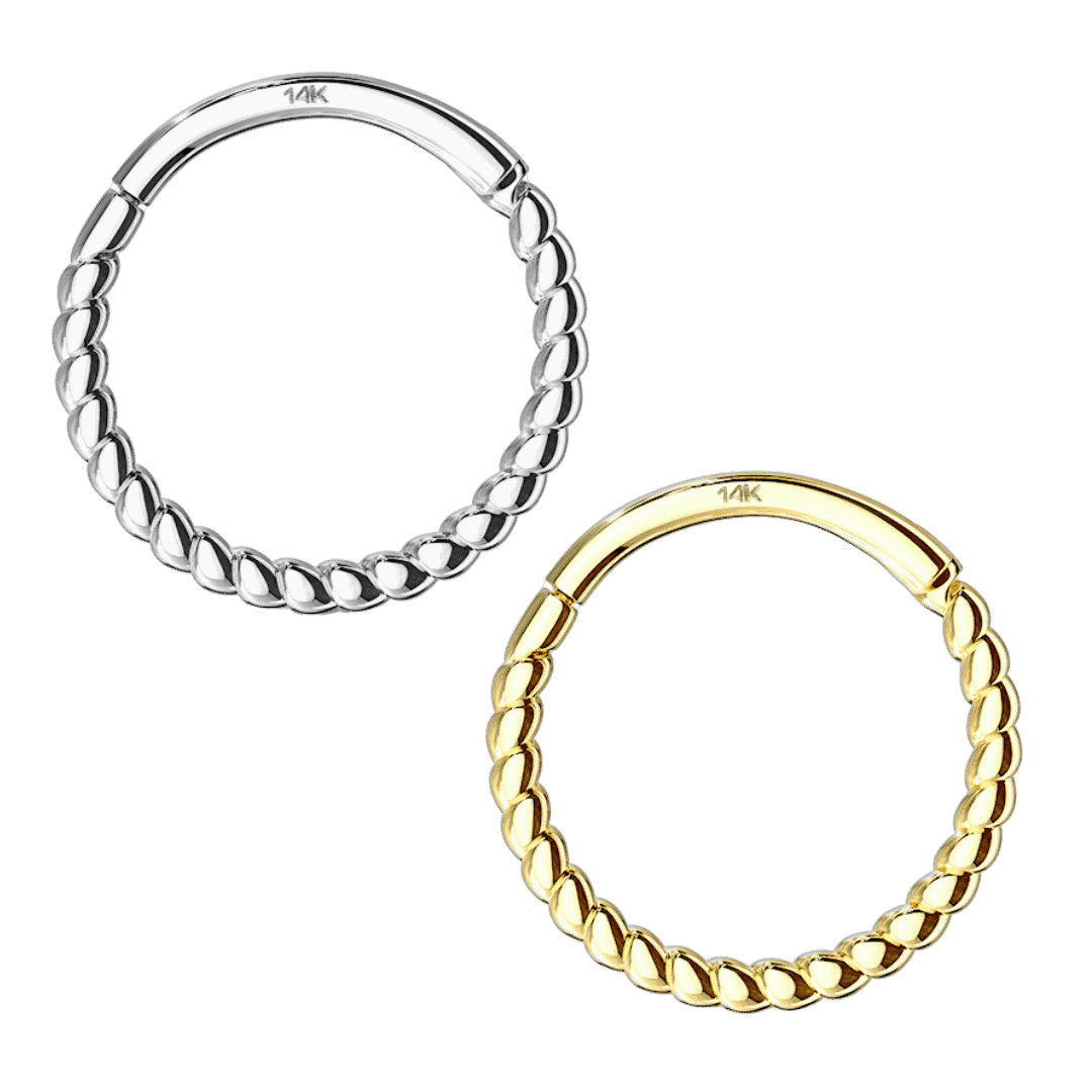 14k pure gold twisted hinged hoop 